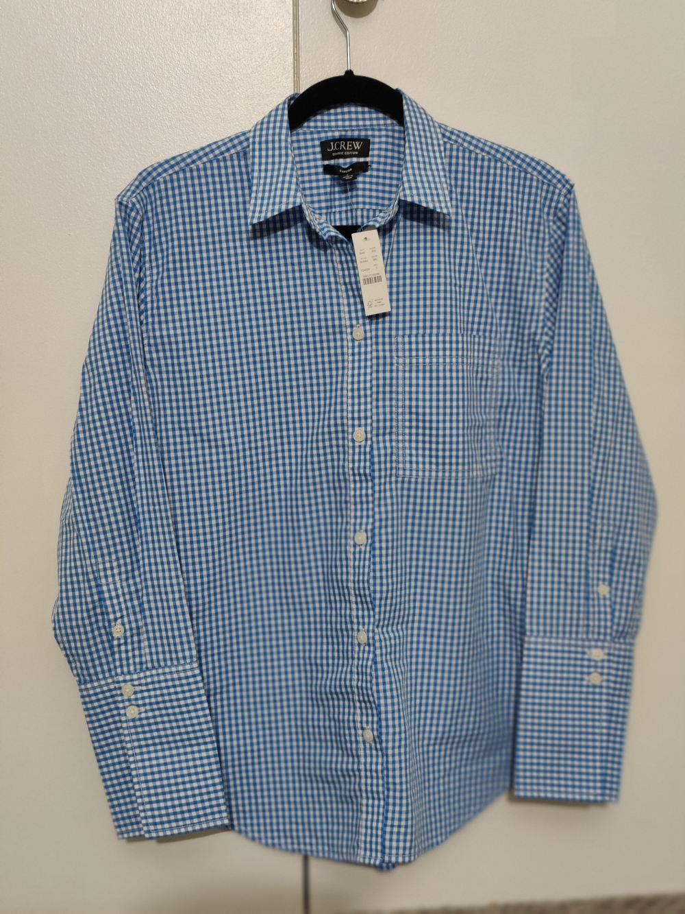 J. Crew Blue and White Gingham Button-Down Shirt - Size 2 NWT